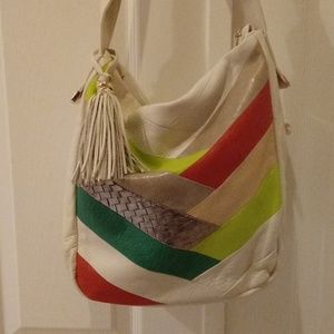 Vintage Elliot Lucca Striped Leather Handbag